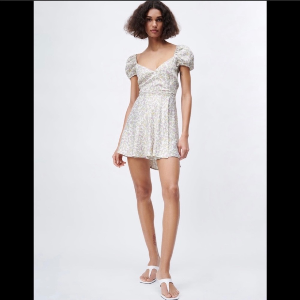 Zara satin effect print dress LARGE